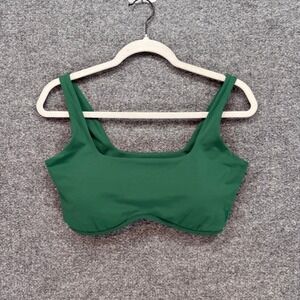 Acta Sports Bra Women XL Green Square Neck Curved Hem Athletic Gym Workout Yoga
